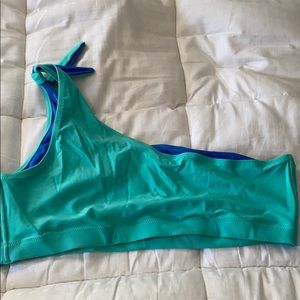 Teal bikini top . One shoulder